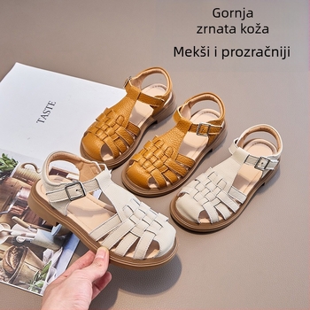 Dječje kožne sandale, proljeće-ljeto 2025, mekana potplata, zatvarač na Velcro