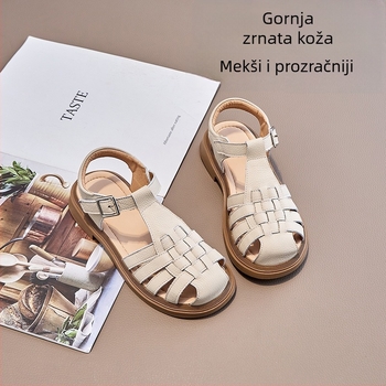 Dječje kožne sandale, proljeće-ljeto 2025, mekana potplata, zatvarač na Velcro