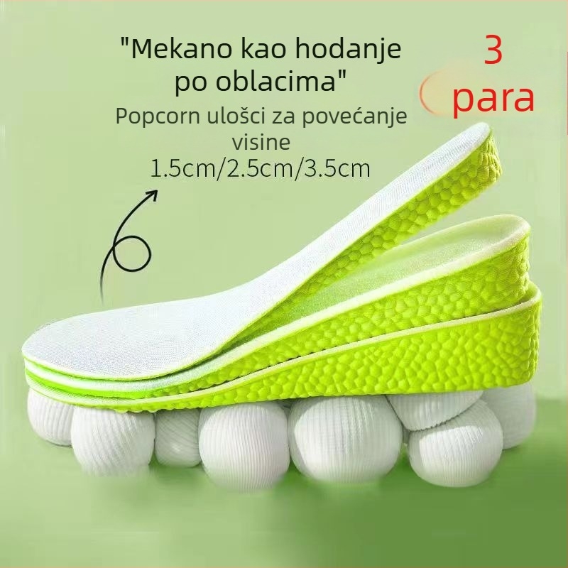 Uložak za povećanje visine za muškarce i žene, prozračan, upija znoj, dezodorirajući, ublažava udarce, mekana podloga, diskretan umetak