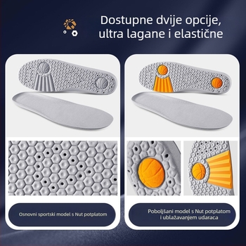 Deblja sportska uloška za unisex košarkaške tenisice; upija znoj, ublažava udarce, udobna mekana potplata za ljeto