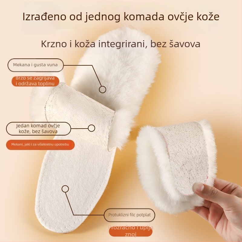 Zimske ulošci od 100% čiste vune sa integriranim krznom, unisex debeli plišasti pamučni ulošci, udobni i upijaju znoj