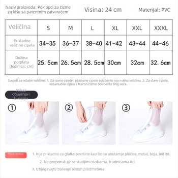PVC vodootporne navlake za cipele, protuklizne, unisex, debele, otporne na habanje, sa zatvaračem