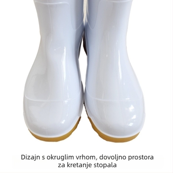 Bijele pamučne čizme za kišu, otporne na ulje, protuklizne, namijenjene prehrambenoj industriji, vodootporne, tople, s pamučnom oblogom, visokog kroja