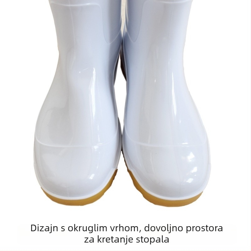 Bijele pamučne čizme za kišu, otporne na ulje, protuklizne, namijenjene prehrambenoj industriji, vodootporne, tople, s pamučnom oblogom, visokog kroja