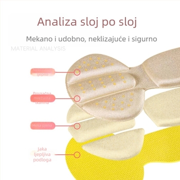 2-u-1 T-oblikovani ulošci za pete za žene, sprječavaju klizanje na visokim petama, udobni i protiv trljanja, pola veličine ulošci za prilagodbu većih cipela