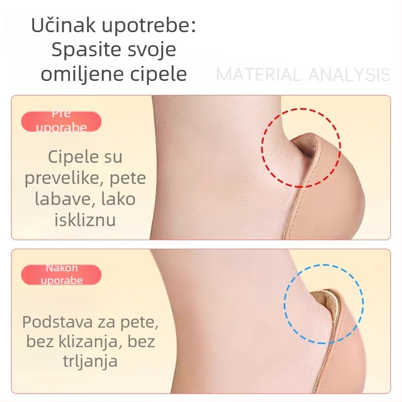 2-u-1 T-oblikovani ulošci za pete za žene, sprječavaju klizanje na visokim petama, udobni i protiv trljanja, pola veličine ulošci za prilagodbu većih cipela