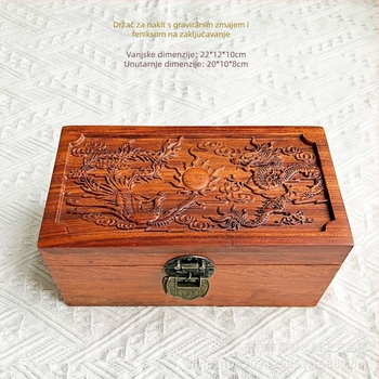 Drvena kutija za nakit u kineskom klasičnom stilu, ružino drvo, vintage spremište za nakit, svadbena kutija