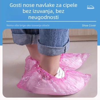 Jednokratne navlake za obuću za unutarnju upotrebu, od PE plastike; zaštita od prašine, vodootporne, otporne na habanje, protuklizne; jedna veličina; ružičaste i plave.