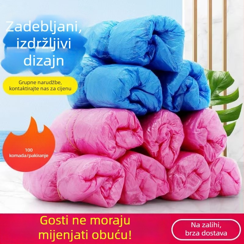 Jednokratne navlake za obuću za unutarnju upotrebu, od PE plastike; zaštita od prašine, vodootporne, otporne na habanje, protuklizne; jedna veličina; ružičaste i plave.