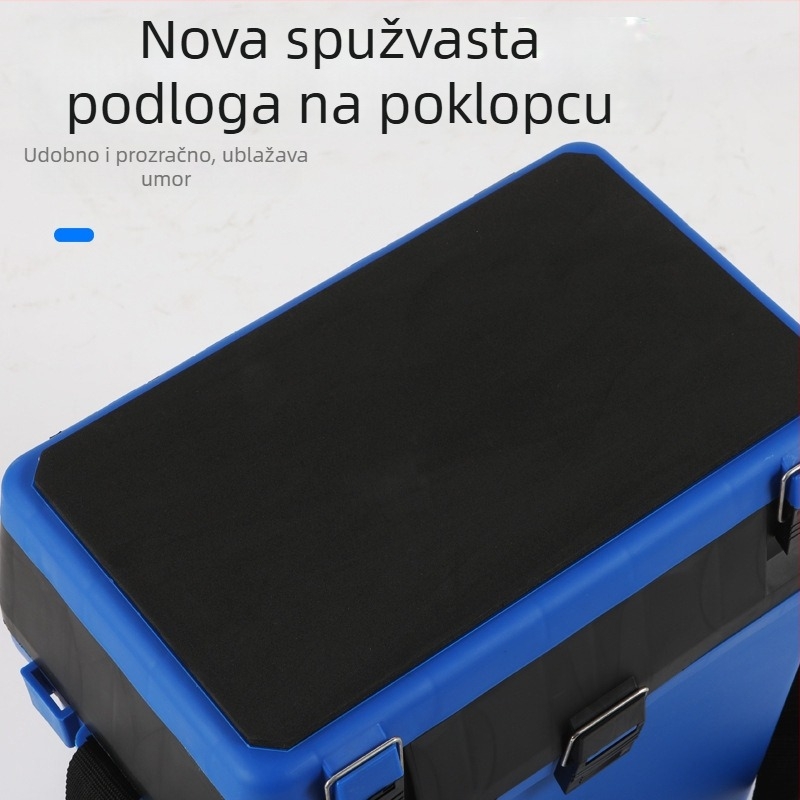 Kutija za morski ribolov s mogućnošću nošenja na leđima ili sjedenja, prenosna kutija za opremu i pribor za ribolov