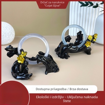 Stalak za narukvice od smole, izrezbaren držač za nakit, jedinstveni komad, retro stil