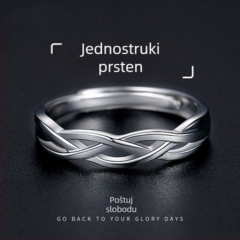 Muški minimalistički prsten s prepletenim dizajnom, otvorenim krajem, pogodan za slaganje