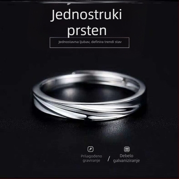 Muški minimalistički prsten s prepletenim dizajnom, otvorenim krajem, pogodan za slaganje