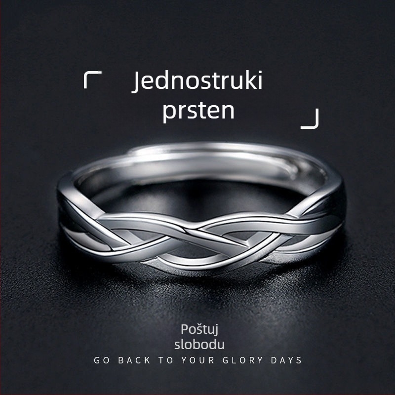 Muški minimalistički prsten s prepletenim dizajnom, otvorenim krajem, pogodan za slaganje
