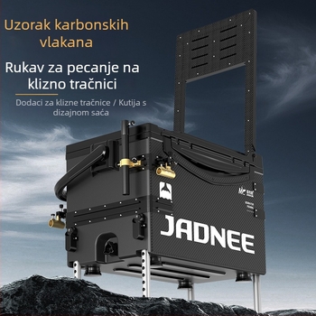 Kockasta kutija za ribolov, 29 L, ultralagana, višenamjenska, s naslonom za leđa i sjedištem — komplet, model 2025