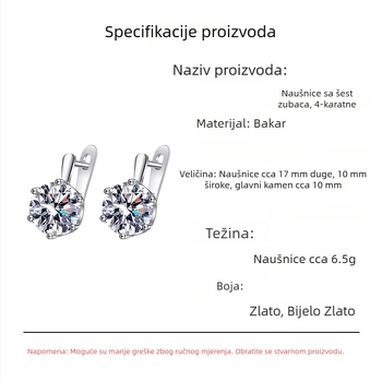 Ženske geometrijske bakrene naušnice s velikim središnjim kamenom, cirkon i dijamant