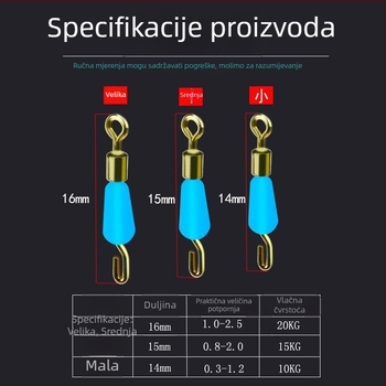 Silikonski brzi klip za podliniju s konektorom i prstenom u obliku osmerokuta za noćni ribolov