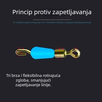 Silikonski brzi klip za podliniju s konektorom i prstenom u obliku osmerokuta za noćni ribolov