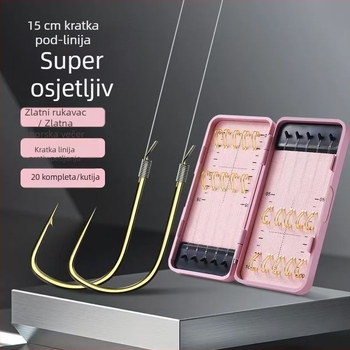 Izuzetno kratak predvez od 15 cm s dvostrukim udicama, unaprijed vezani set udica, anti-zamutavanje, zlatni navlačak