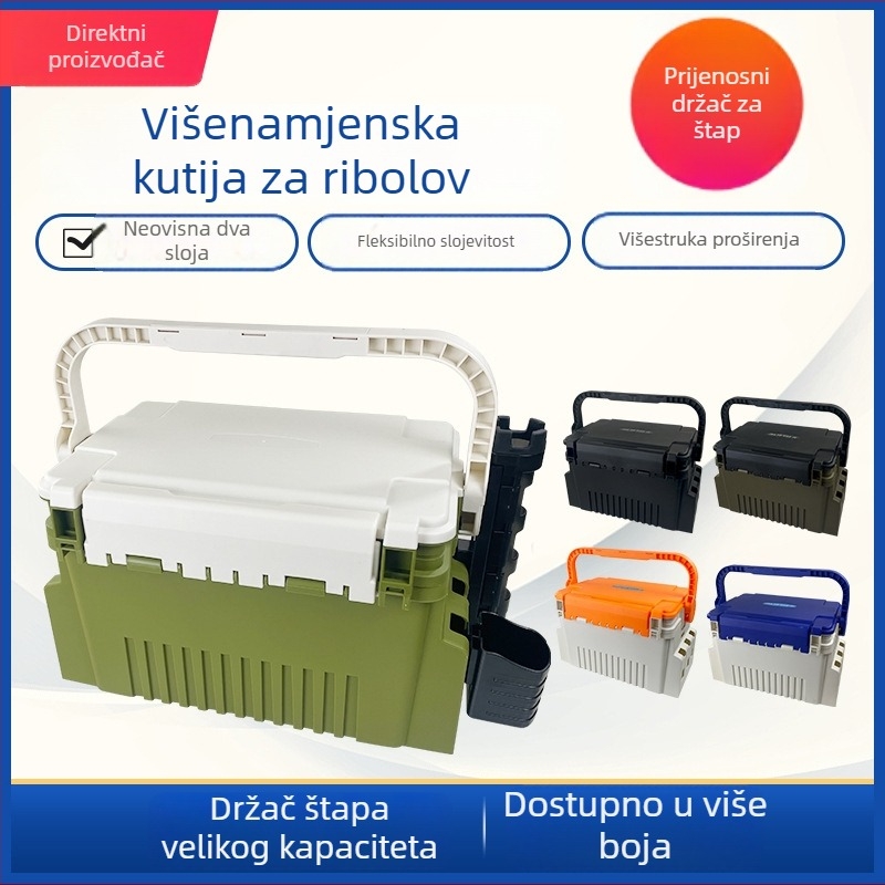 Višenamjenska prijenosna kutija za ribolov s držačem štapa – komplet za morski ribolov za početnike s kompletnim setom dodatne opreme za pohranu
