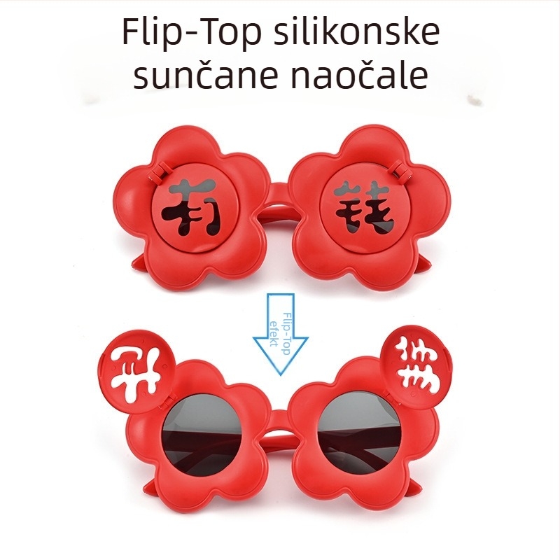 Dječje polarizirane sunčane naočale s temom novca, novogodišnja atmosfera, s flip-up mehanizmom