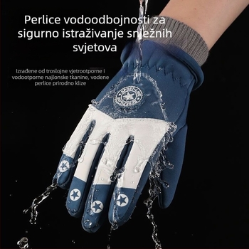 Zimske dječje rukavice, s flis podstavom, kompatibilne s dodirnim zaslonom, za vožnju bicikla, debele, otporne na hladnoću, mikrovlakna, protuklizne, vodootporne, tople