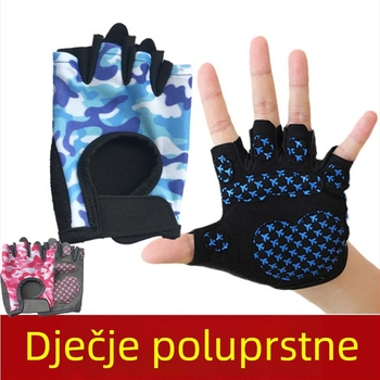 Ljetne dječje rukavice s pola prsta za vožnju biciklom, protiv klizanja, otporne i prozračne, ice-silk, za uzrast 4–13 godina
