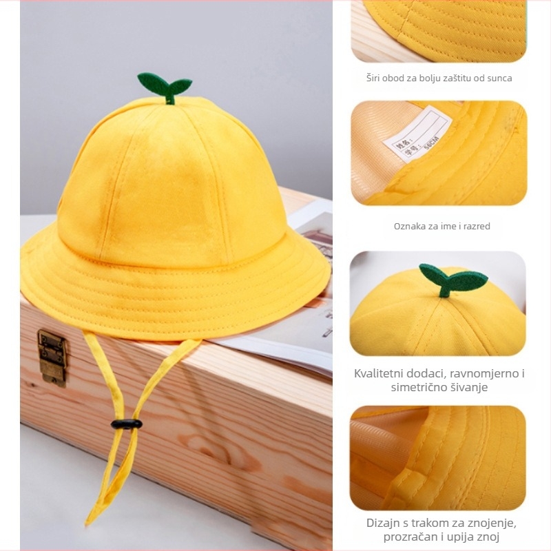 Dječja pamukasta bucket kapa s tiskom logotipa i vezom, unisex, sunčana kapa u japanskom stilu, za dob djece 2–4, 4–6, 8–10 i preko 10 godina