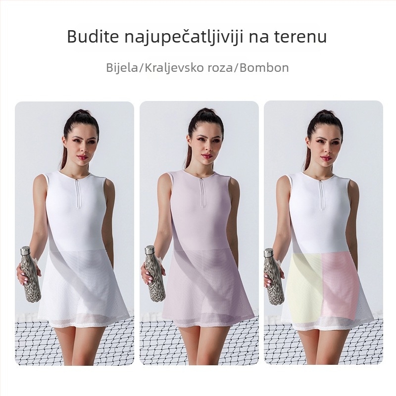 Ljetni lagani sportski komplet s tenis suknjom i bodijem, visokim strukom za vitkiju siluetu