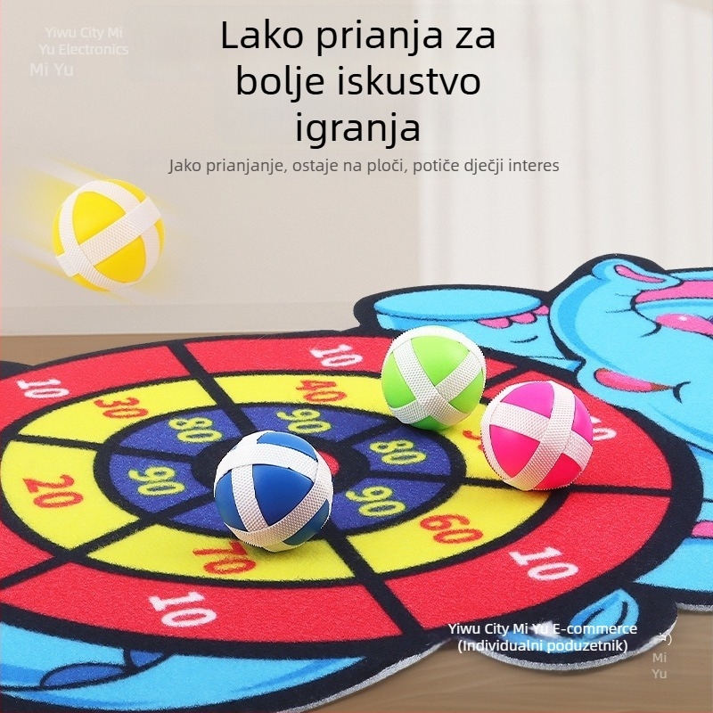Dječja igra s ljepljivim kuglicama i pločom za dart, obiteljsko druženje, kuglice s usisnim diskovima za bacanje u cilj, koncentracija