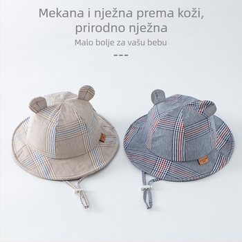 Bebina ribarska kapa s ušima medvjeda, podesiva širokim obodom, korejskog stila za proljeće i jesen, za dječake i djevojčice