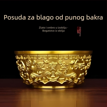 Mosadzna kornucopija sa šest blagoslova, Shen Wansan — dekorativni komad za hodnik, dnevni boravak i radni stol