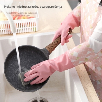 Rukavice za pranje posuđa s flis podstavom, vodootporne, zimske, produžene i debele, gumene rukavice za čišćenje