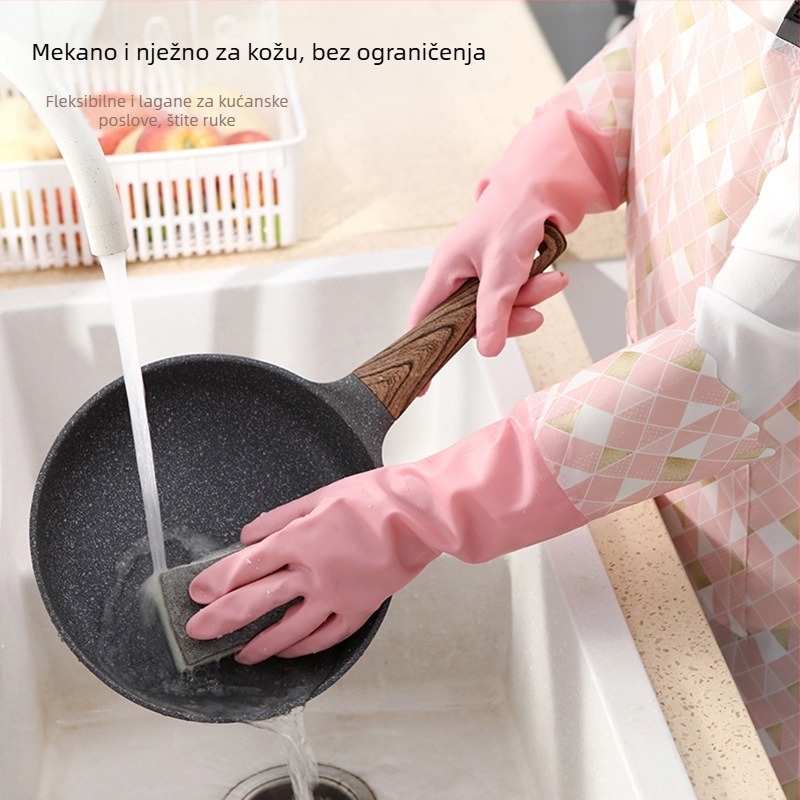 Rukavice za pranje posuđa s flis podstavom, vodootporne, zimske, produžene i debele, gumene rukavice za čišćenje