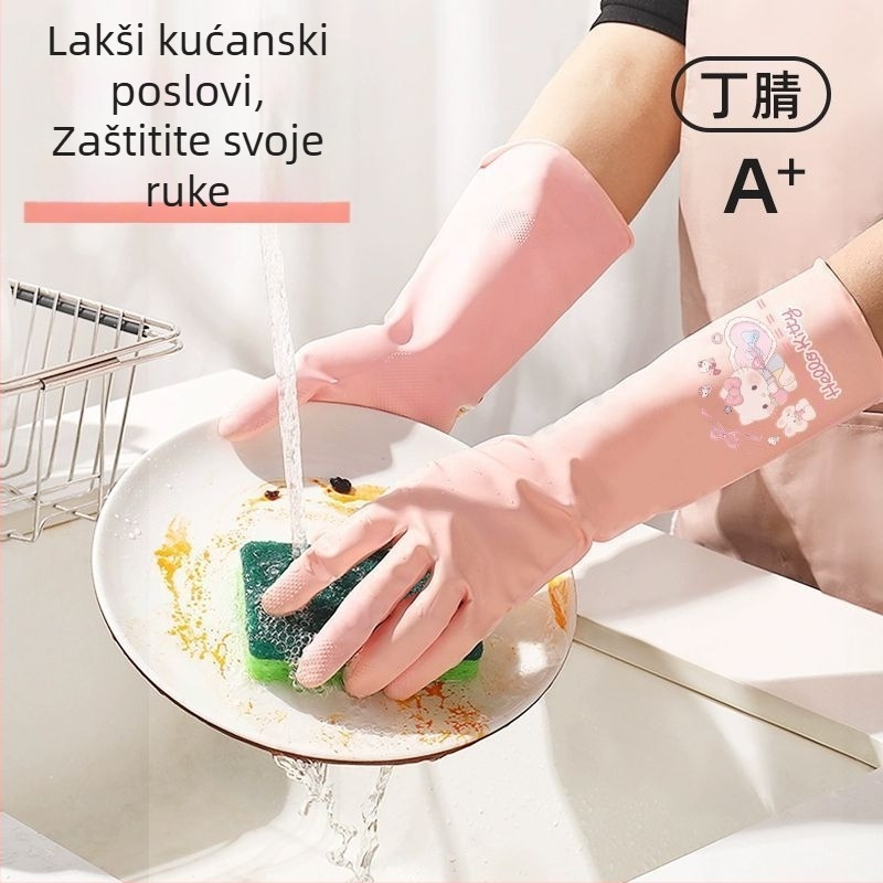 Nitrilne rukavice za kućanstvo – čišćenje, pranje posuđa, kuhinja, izdržljive, deblje, protuklizne, vodootporne, kvalitete hrane