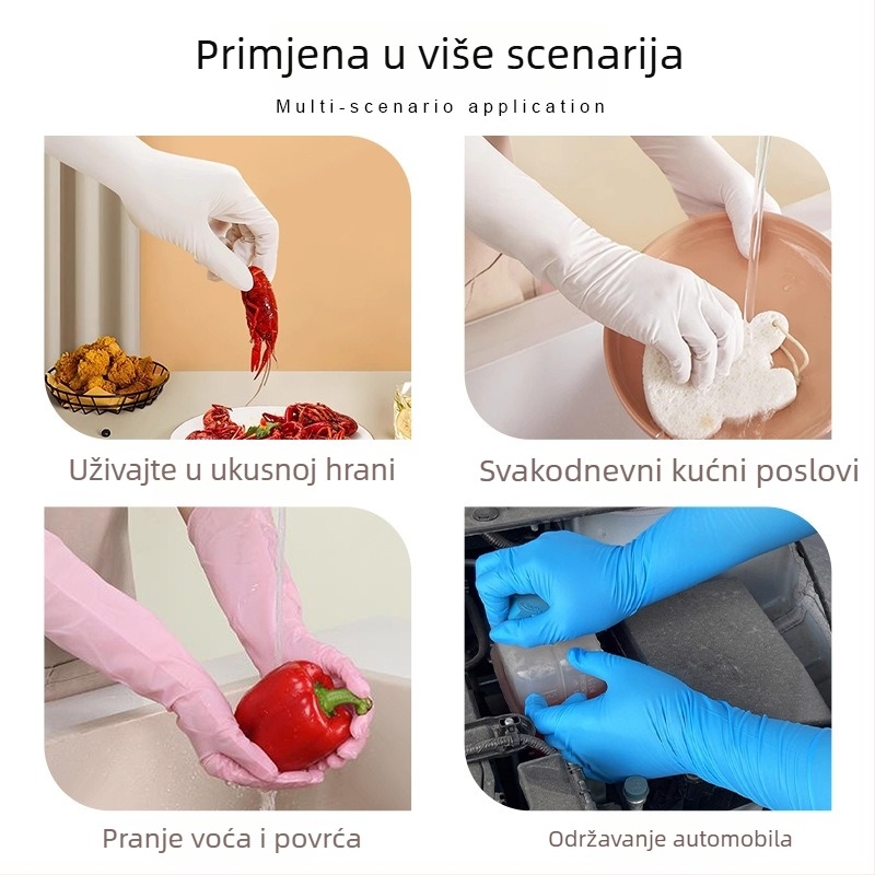 16-inčne jednokratne nitrilne rukavice, vodootporne kuhinjske rukavice za pranje posuđa, s produženim manžetom