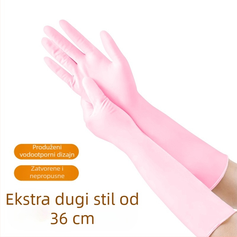 16-inčne jednokratne nitrilne rukavice, vodootporne kuhinjske rukavice za pranje posuđa, s produženim manžetom