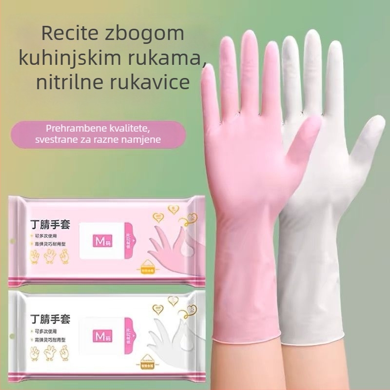Nitril rukavice, ekstra debeli, vodootporne, jednokratne, za kuhinju i kućno čišćenje, pranje posuđa, pečenje i bojanje kose