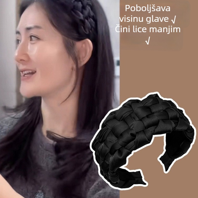 Čelenka inspirirana Xie Na, ultra široka crna tkanina, luksuzan dodatak za kosu ženama