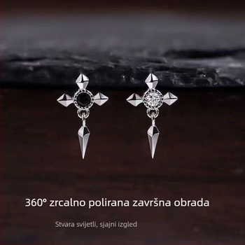 Muške bakrene naušnice s križem, geometrijski dizajn, elektroplatirani završetak, lagani luksuz.