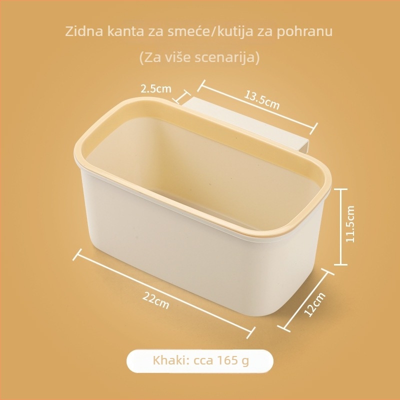Zidna kanta za otpad bez poklopca, ovalnog oblika, kapacitet do 4 L, plastična, za kućnu upotrebu
