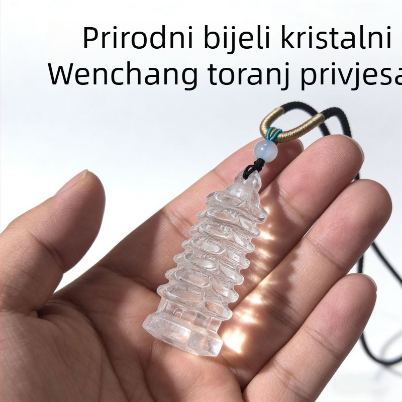 Prirodni bijeli kristalni toranj, izrezan iz sirovog kamena, dekorativni predmet koji simbolizira uspjeh na ispitima i karijerne uspjehe