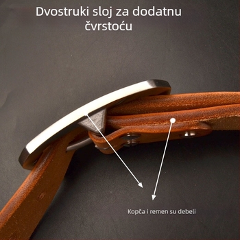 5,5 mm debeli remen od prvog sloja teleće kože, muški remen s nehrđajućom čeličnom kopčom i pinom, širina 3,8 cm, za traperice, plus veličina