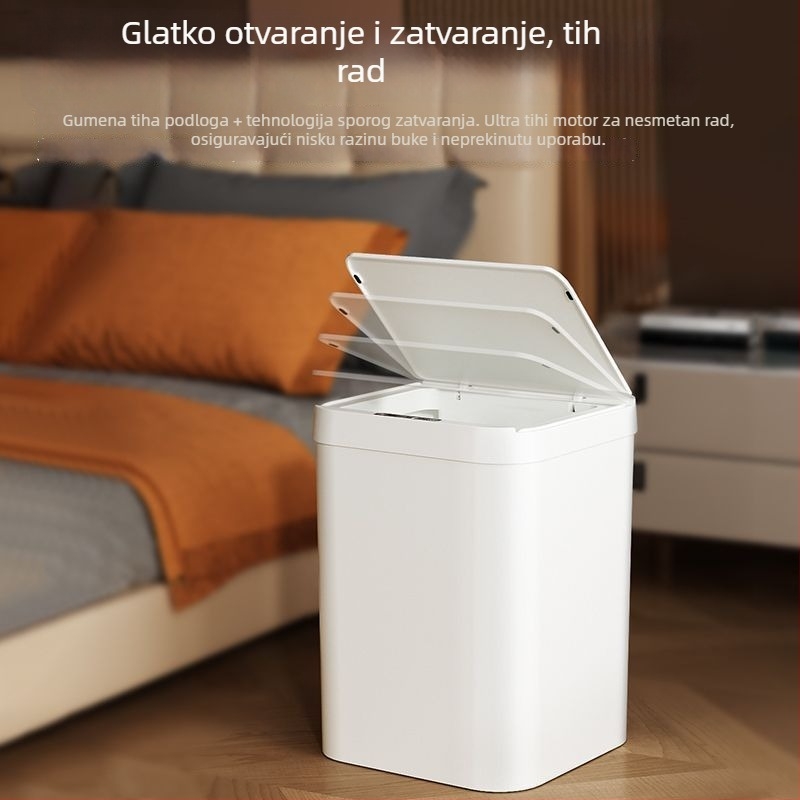Pametan koš za otpad sa senzorom i poklopcem, potpuno automatski, kapacitet 4 L, za kuću – kuhinja, kupaonica, dnevna soba, napajanje