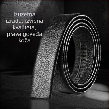Muški kaiš od prve slojevne kože s uzorkom lychee, poslovni minimalistički stil, svestran svakodnevni kaiš s automatskom kopčom