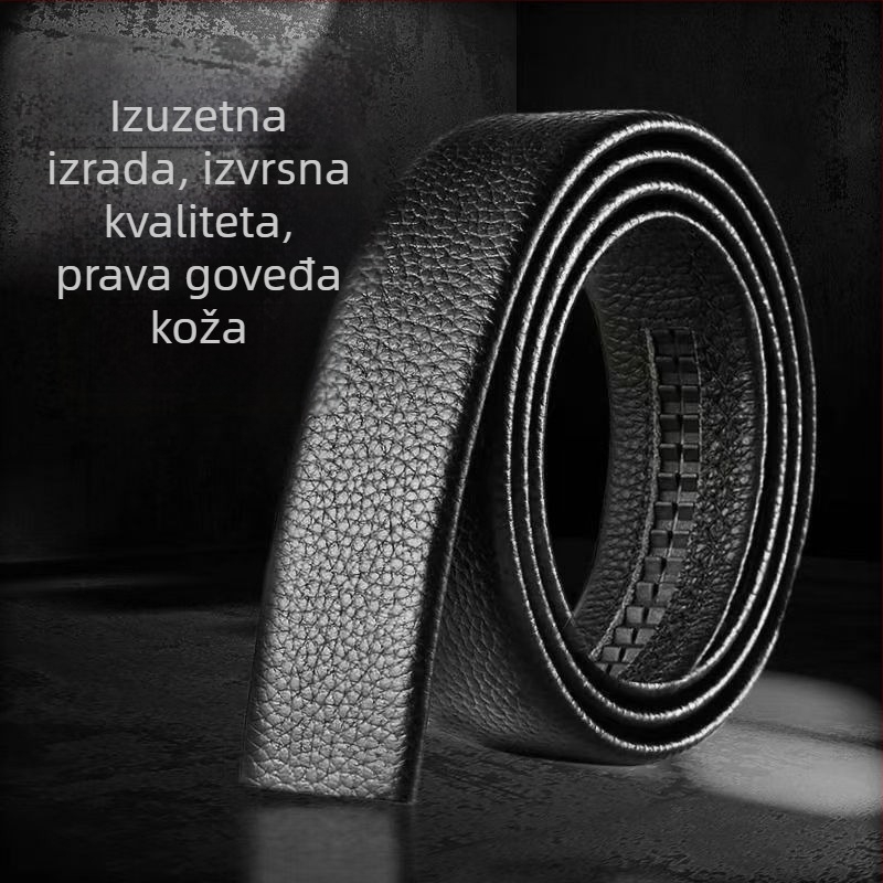 Muški kaiš od prve slojevne kože s uzorkom lychee, poslovni minimalistički stil, svestran svakodnevni kaiš s automatskom kopčom