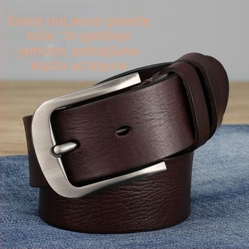 Muški remen od prve sloje kože goveda, prava koža, kopča s iglom, ručna izrada, casual stil