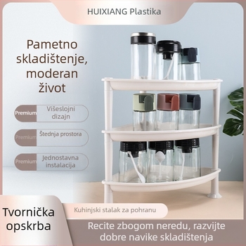 Višeslojni kutni kuhinjski stalak za začine, trokutasta polica na radnoj površini za sitne predmete.