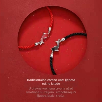 Par crvenih narukvica od crvene vrpce s motivima zodijaka, jedinstven dizajn, poklon za rođendan paru