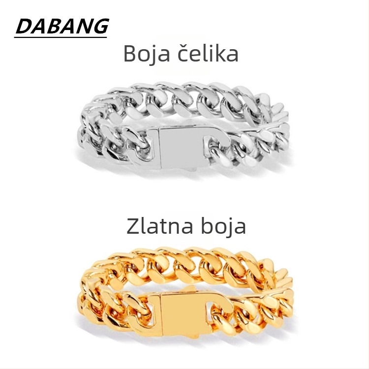 Muška narukvica od titan čelika, kubanski lanac u hip-hop stilu, ulični stil, inspirirano Miamiem